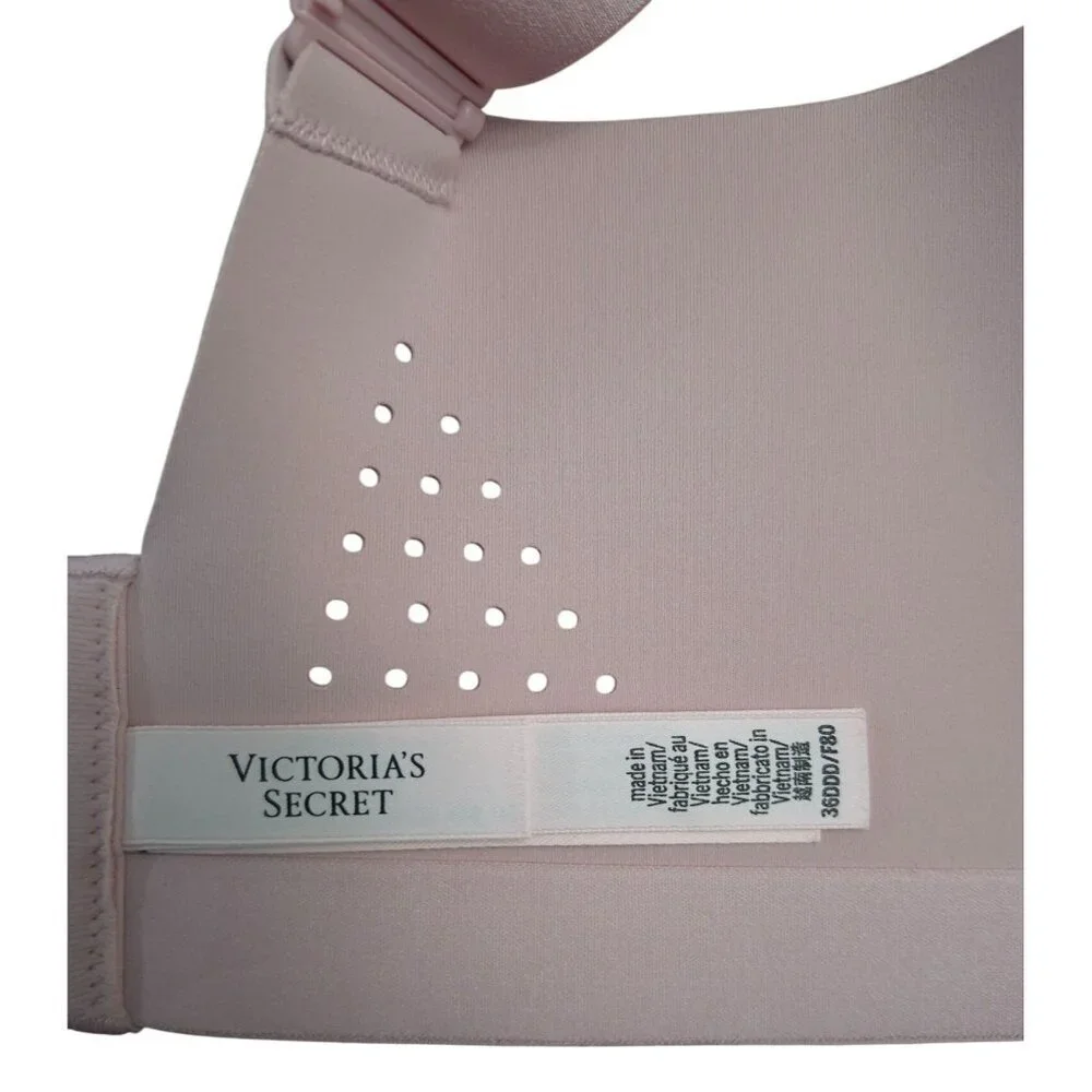 Victoria's Secret Wireless Light Pink Bra 36DDD F Perforated Adjustable Straps